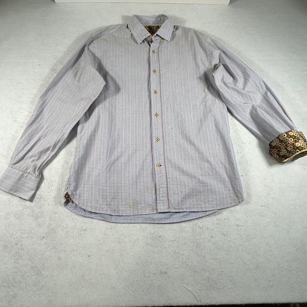 Visconti Black Mens Long Sleeve Button Down Shirt Cotton Textured Pattern XL
